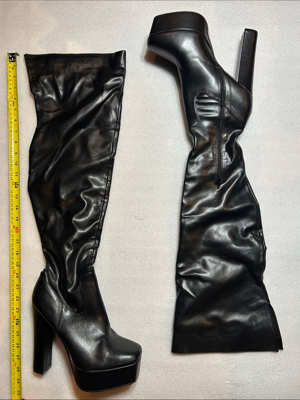 Fashion Nova Black Over-the-Knee Platform Block Heel Boots sz11